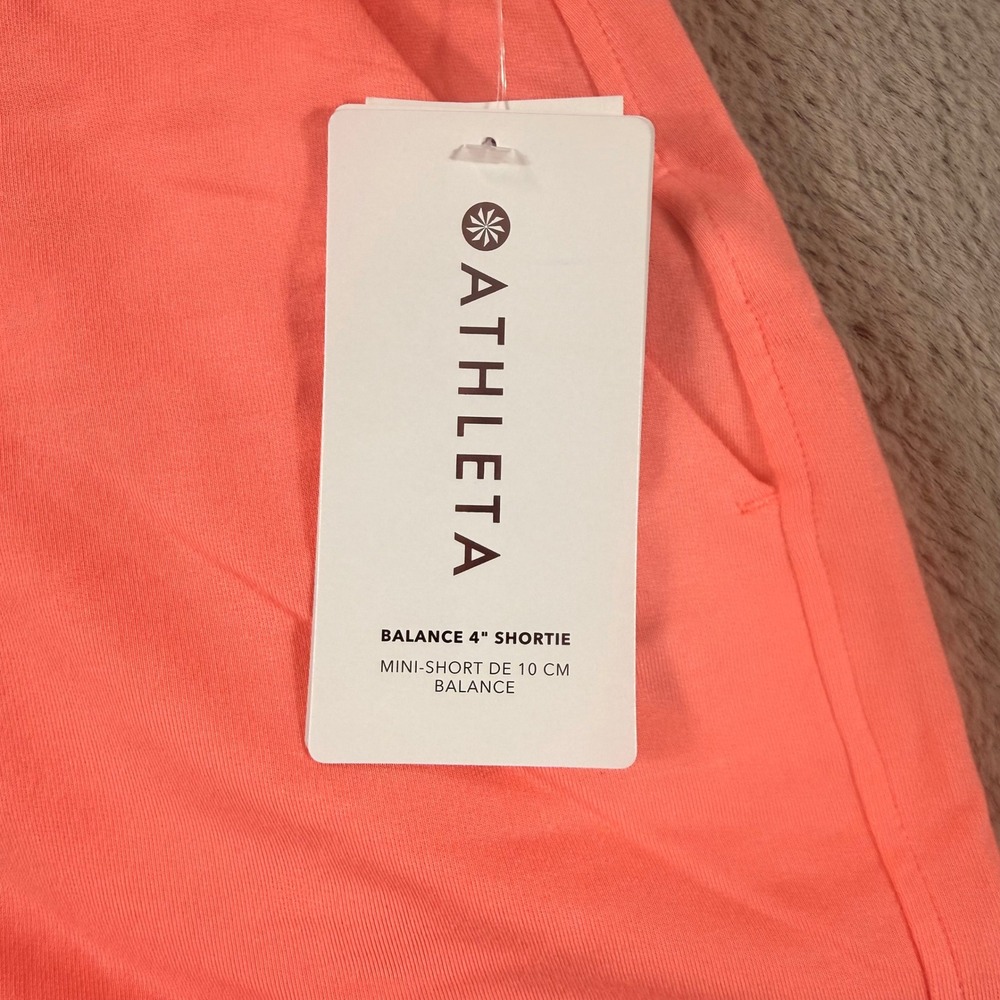 NWT Athleta Balance 4" Shortie Coral Pink Nirvana Fabric Shorts Women M Yoga Gym - Picture 9 of 10